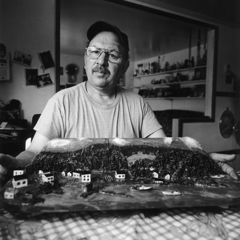 Portrait of Peter Picco with his model of St. Joseph's, Placentia Bay